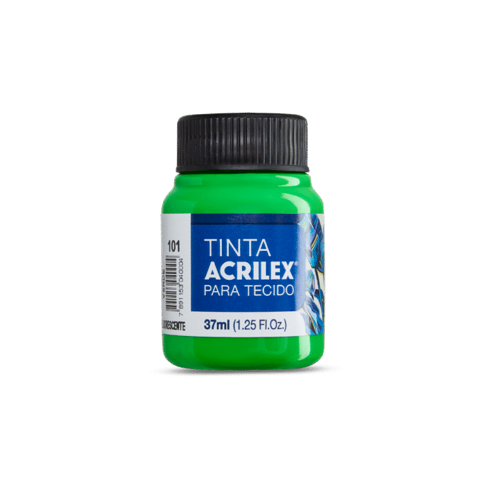 TINTA TECIDO ACRILEX 37ML FLUOR VERDE 101