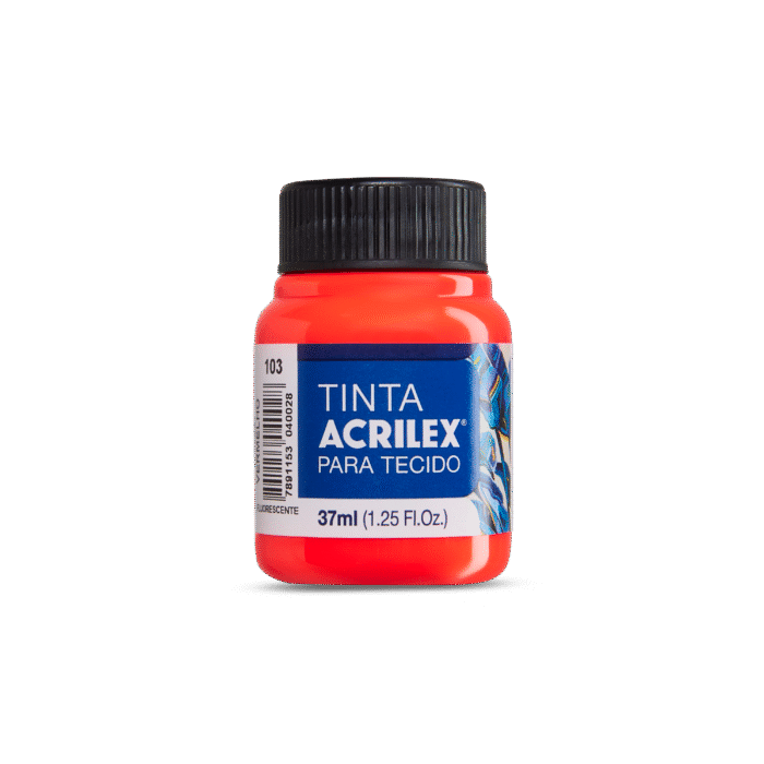 TINTA TECIDO ACRILEX 37ML FLUOR VERMELHO 103 - Imagem 2