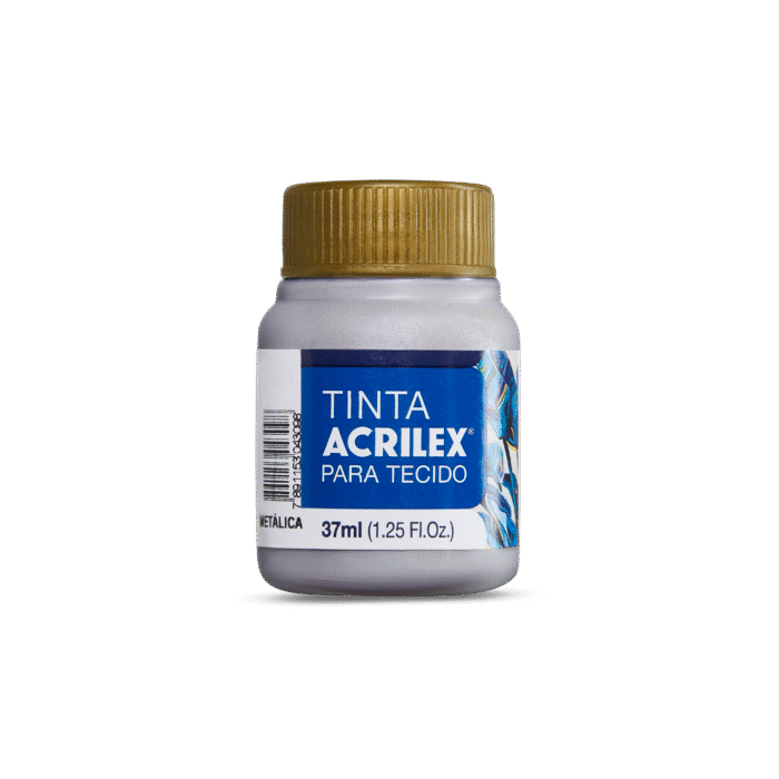 TINTA TECIDO ACRILEX 37ML METALICA PRATA 533 - Imagem 2