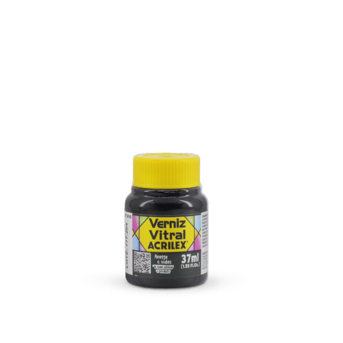 VERNIZ VITRAL ACRILEX 37ML PRETO 520 - Imagem 2
