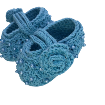 Sandália de Bebê Crochet Azul Bebê - Artesã Zely