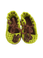 Sandália de Bebê Crochet Verde e Marrom - Artesã Zely