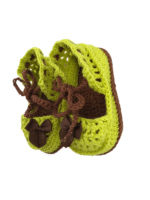 Sandália de Bebê Crochet Verde e Marrom - Artesã Zely - Imagem 2