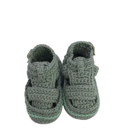 Sandália de Bebê Crochet Verde Claro - Artesã Zely