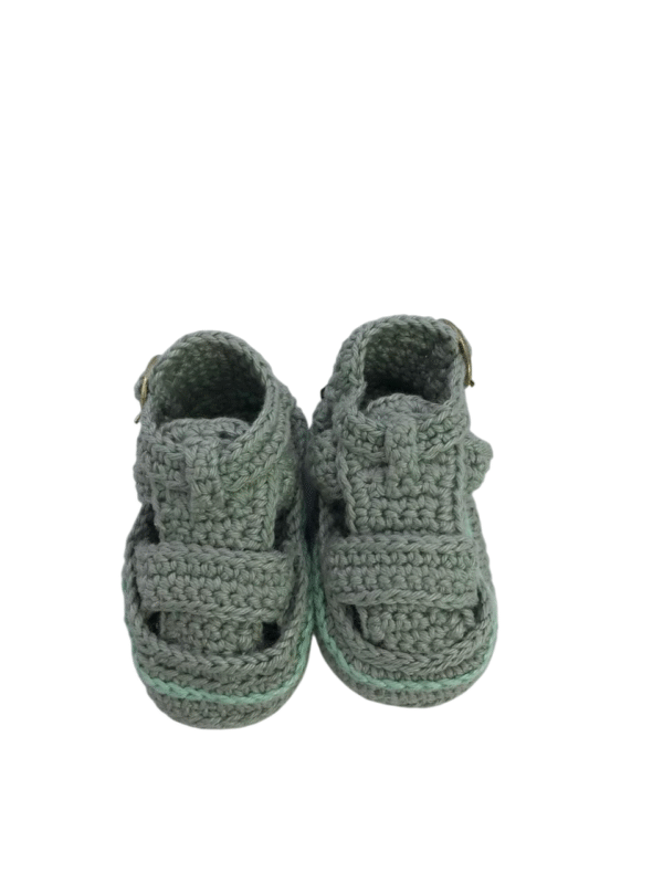 Sandália de Bebê Crochet Verde Claro - Artesã Zely