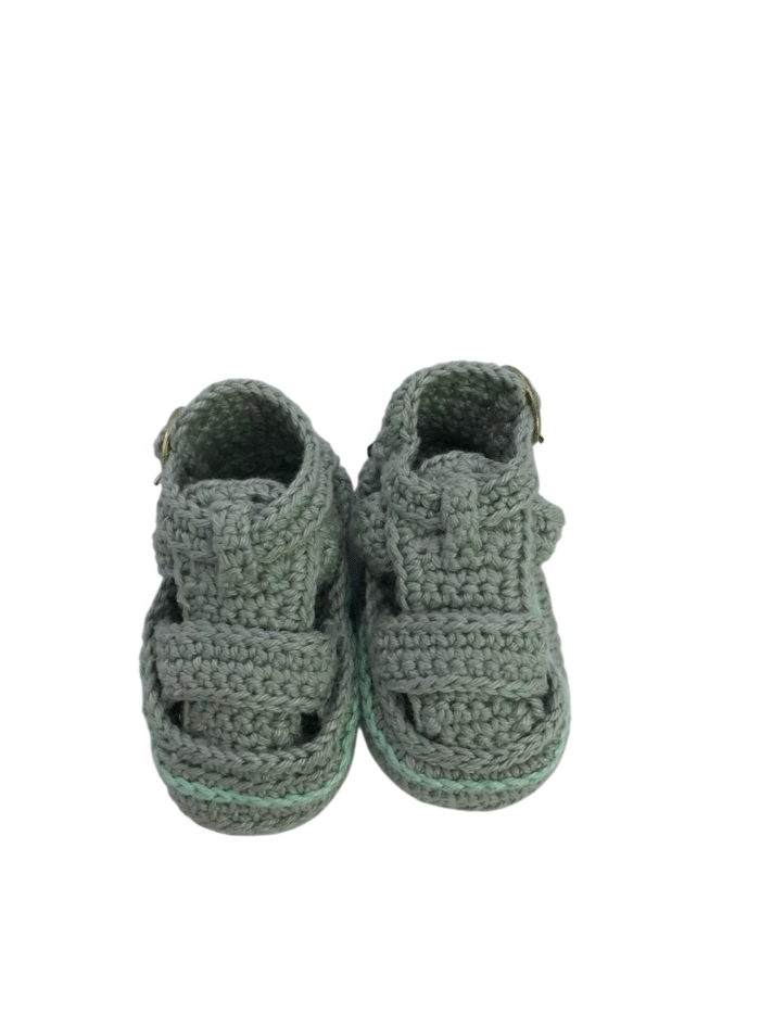 Sandália de Bebê Crochet Verde Claro - Artesã Zely