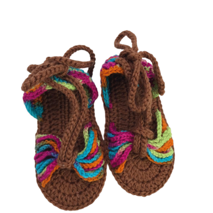 Sandália de Bebê Crochet Terracota Color - Artesã Zely
