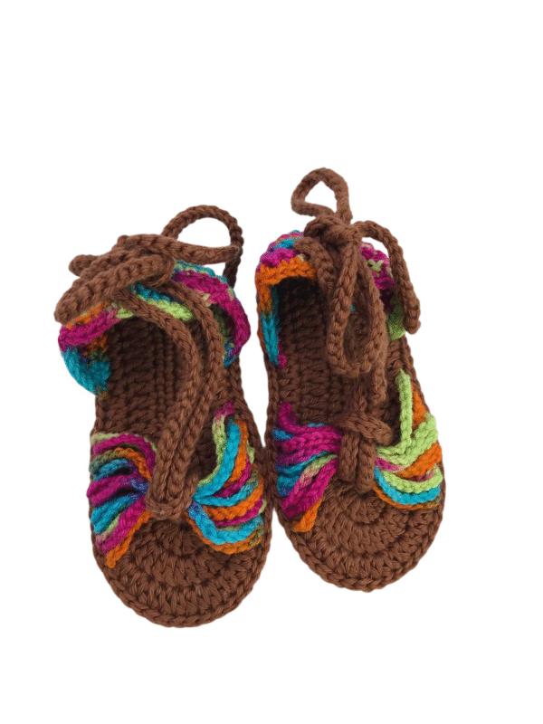 Sandália de Bebê Crochet Terracota Color - Artesã Zely